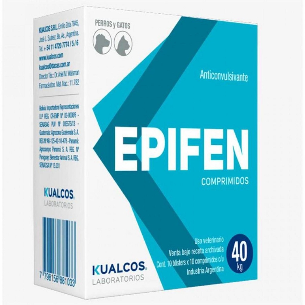 EPIFEN (Fenobarbital-Taurina) 40 Kg x 100 comprimidos